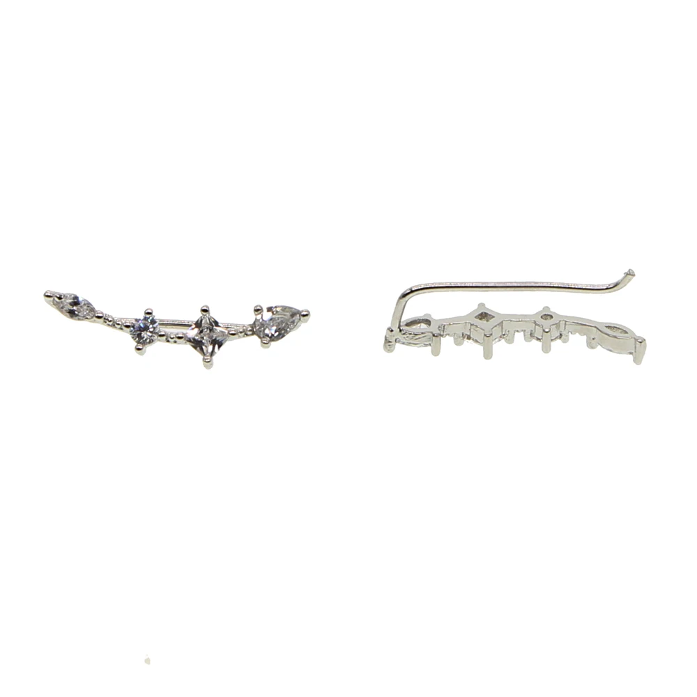 Длинные серьги гвоздики с фианитом золотистые подвеской|designer earrings|earrings designerearrings
