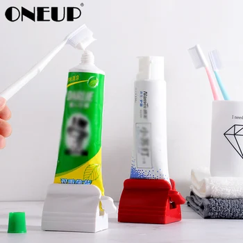 

ONEUP Multifunction Rolling Tube Toothpaste Squeezer Dispenser Toothpaste Seat Holder Stand Roller Home Bathroom Accessories Set