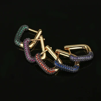 

Newranos Circle Zircon Hoop Earrings Green Round Lock Huggies Earrings Spiral Buckle Jewelry for Women Fashion Jewelry EYL001724