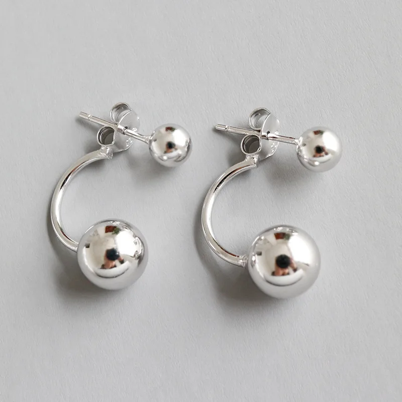 

Big Ball Stud Earring 100% 925 Sterling Silver Small And Big Polished Ball Pendant Silver Earring Fashion Women Wedding Jewelry