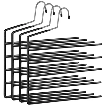 

BEAU-Pants Hangers Space Saving, Set of 4 Open-Ended Clothes Hangers, Multiple Pant Hanger, Pants Organizer Hanger, Pant