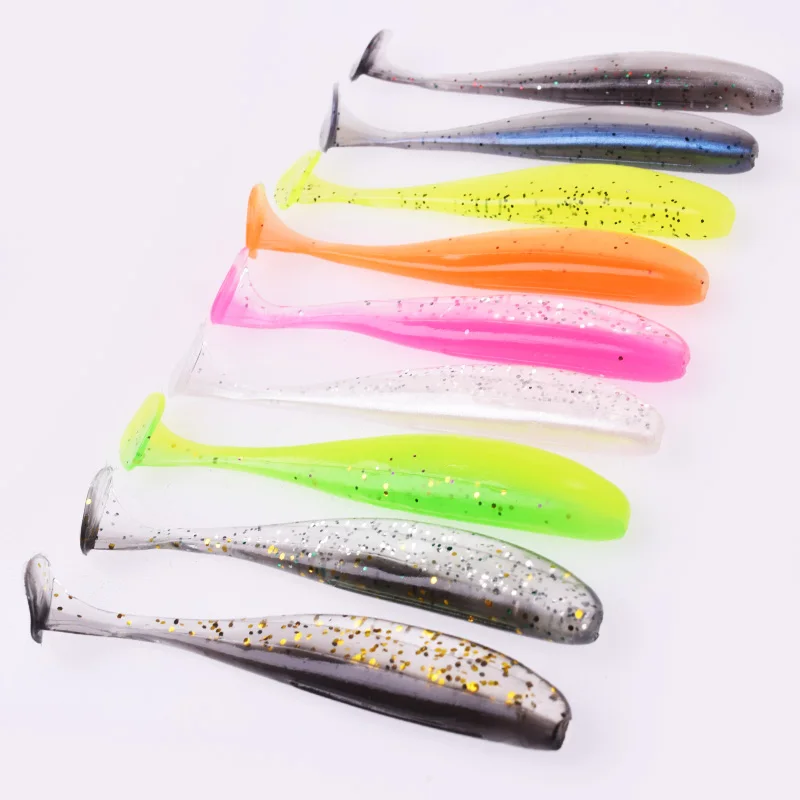 Proleurre Shad Worm Soft Bait 95mm 75mm 50mm T Tail Jigging Wobblers Fishing Lure Tackle Bass Pike Aritificial Silicone Swimbait