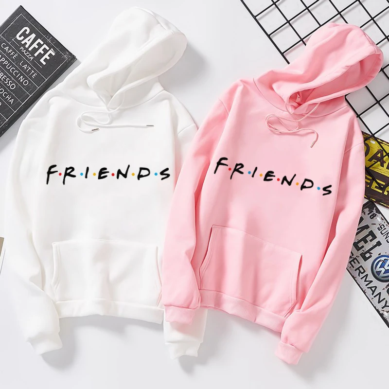 Женский свитшот с капюшоном Friends худи надписью теплый джемпер оверсайз длинными