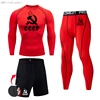 CCCP Mens Tracksuit Set Winter Thermal underwear shirt Compression sportswear 4XL Workout set Quick dry Running base layer Set 6