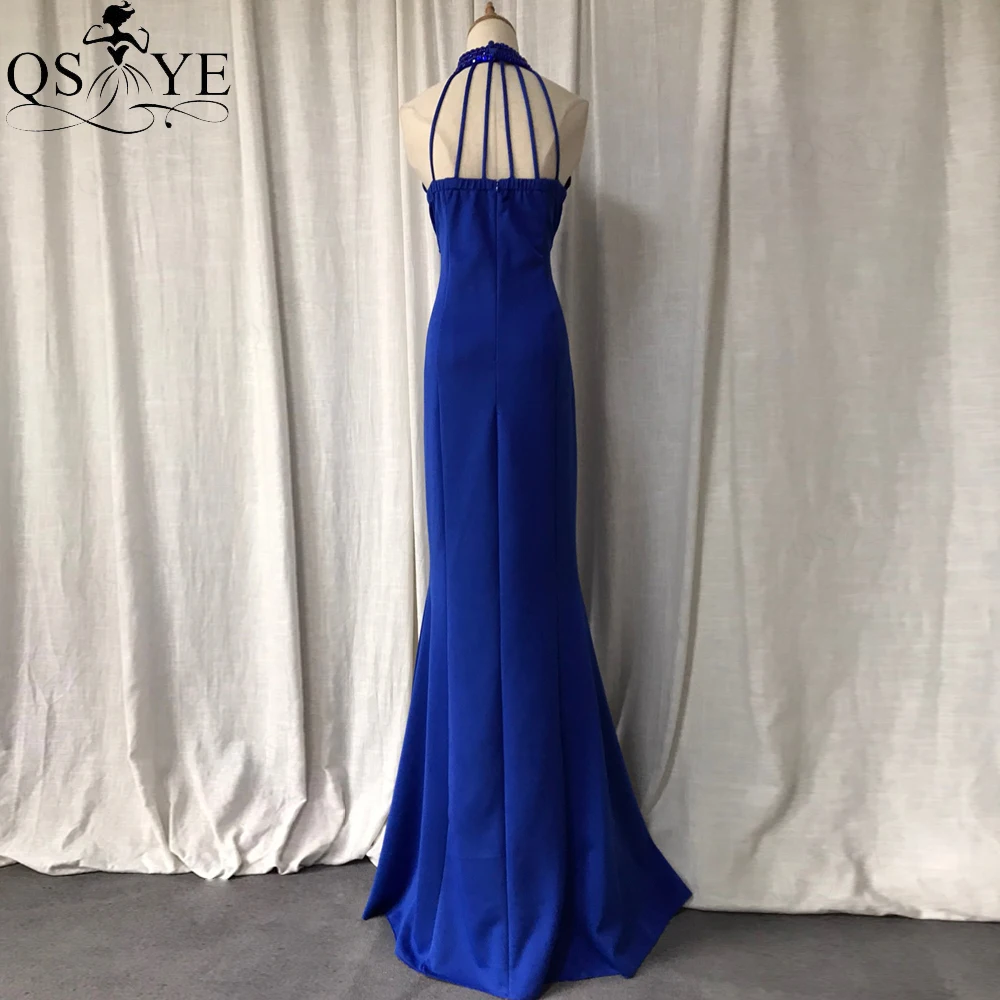 QSYYE Royal Blue Evening Dresses High Neck Mermaid Prom Gown Crystal Bead Stretch Satin Split Women Formal Gown Fit - AliExpress 320 QSYYE Royal Blue Evening Dresses High Neck Mermaid Prom Gown Crystal Bead Stretch Satin Split Women Formal Gown Fit - AliExpress 320