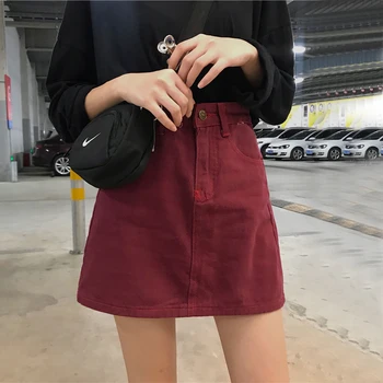 

Sexy Women Denim Mini Skirt Fashion Summer High Waist Korean Black Skirt Blue Package Hip Jeans Harajuku Plus Size Cotton