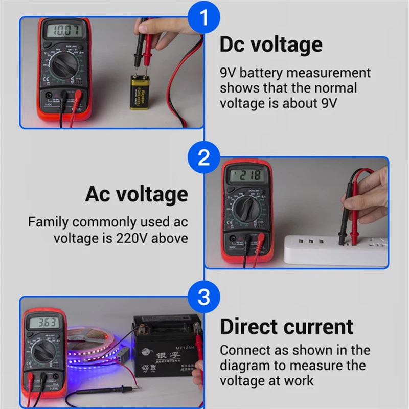 XL830L Ручной цифровой мультиметр с ЖК-подсветкой Портативный AC/DC Амперметр Вольтметр Ом тестер напряжения метр Multimetro