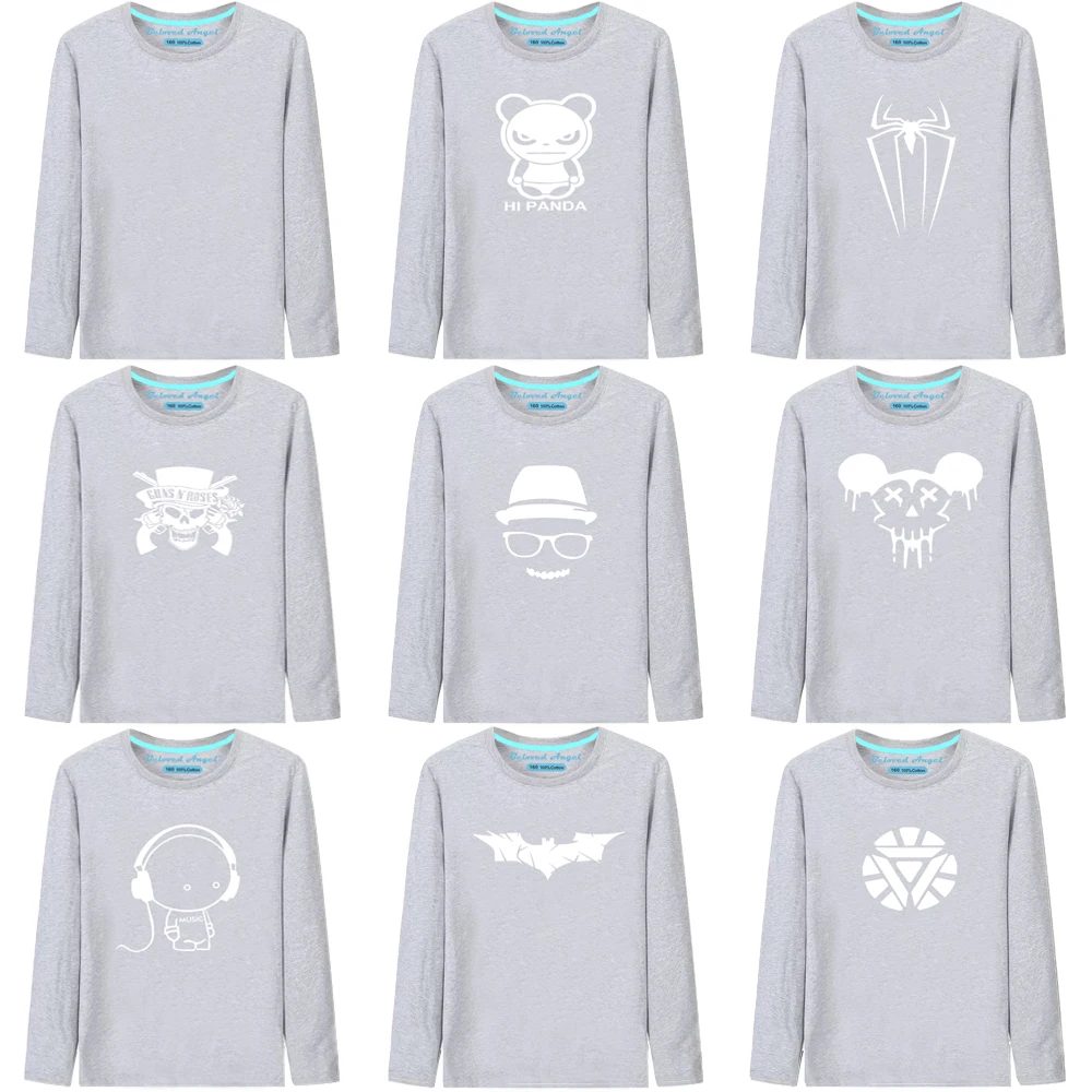 

Светящаяся футболка для мальчиков, детские футболки, топы с рисунком для маленьких мальчиков, Весенняя Детская футболка с длинным рукавом, хлопковая Рождественская Осенняя рубашка для девочек