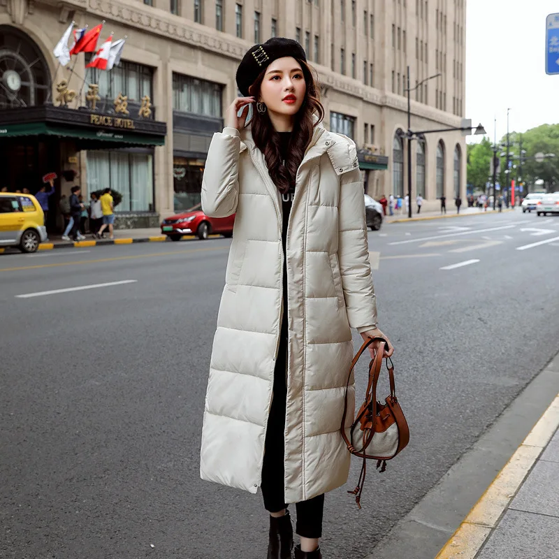 Diwish женская зимняя длинная толстая куртка для женщин парка с капюшоном теплая женская зимняя одежда размера плюс 3XL - Цвет: White
