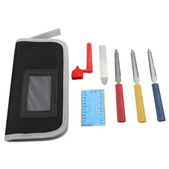 

SEWS-6Pcs Double Sided Guitar Nut Slotting Saddle File Guitar Luthier Repair Tool Kit Set Ruler Gauge