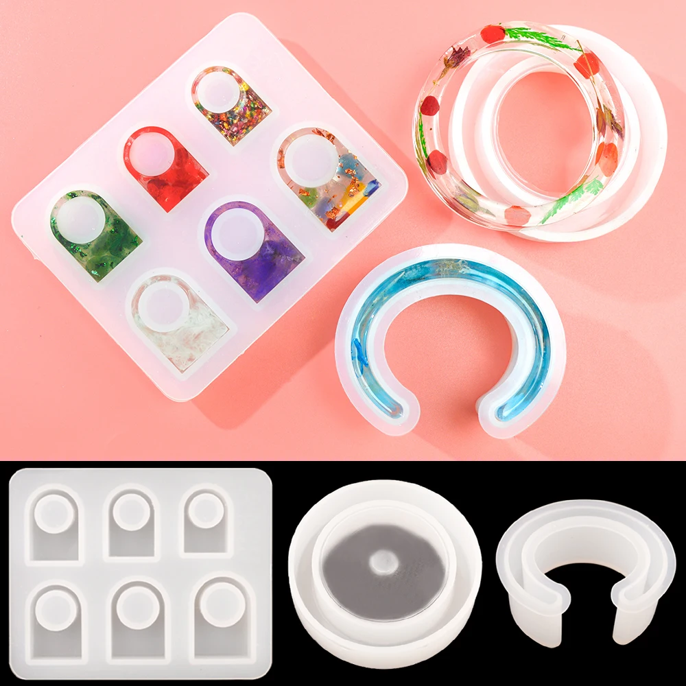 DIY Bracelet Bangle Epoxy Mold Semi-Opening C-Shaped Moldes De Resina Assorted Ring Pendant Resin Moulds For DIY Jewelry Making diy molds star sign shaped epoxy making moulds epoxy resin mold silicone material for crafts dropship