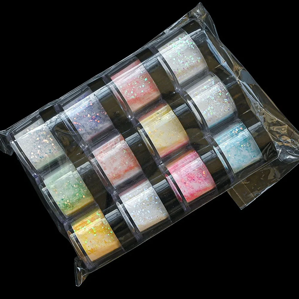 

12Bottles/Set Dipping Powder Nail Art Holographic Glitter Acrylic Chrome Pigment Extention Powder Luminous Sequins Dust Ta#051