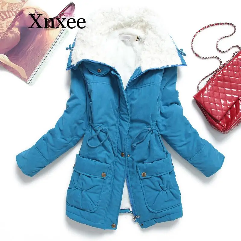 

winter cotton coat women slim plus size outwear medium-long wadded jacket thick hooded cotton wadded warm cotton parka