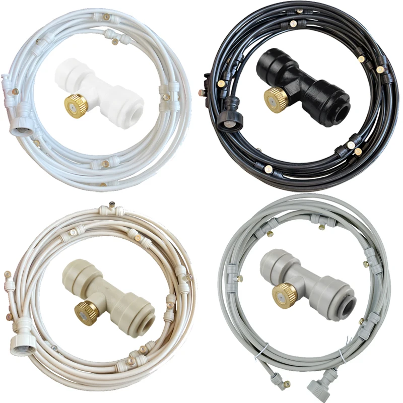 Kit Irrigazione A Nebbia Da 10m Con 10 Ugelli In Ottone Regolabili 360° - Per Esterni, Terrazzo, Giardino, Serra