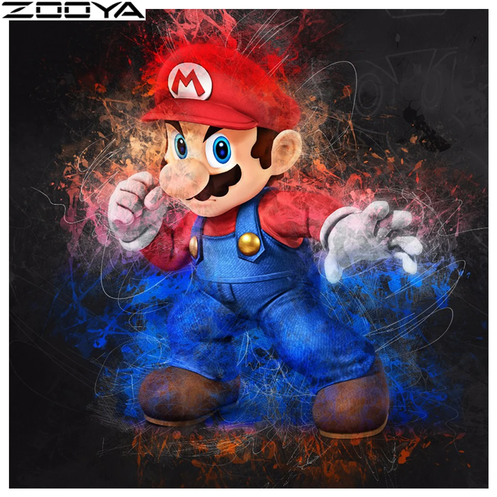 

Diy 5D Diamond Embroidery Mario Role Diamond Mosaic Cross Stitch Childhood Game Diamond Painting Cartoon Character Craft Kit