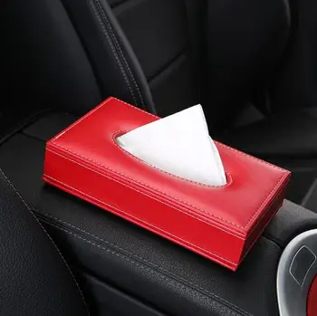 

Red Car Leather Tissue Box Car Decoration Napkin Holder Paper Towel Box Fit For BMW Ford Passat Honda Audi
