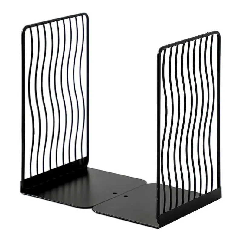 

1 Pair Nordic Iron Bookends Book Stand Support Desktop Office Magazine Organizer