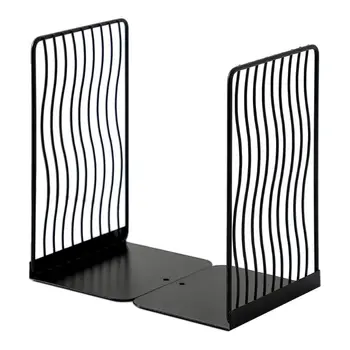 

1 Pair Nordic Iron Bookends Book Stand Support Desktop Office Magazine Organizer