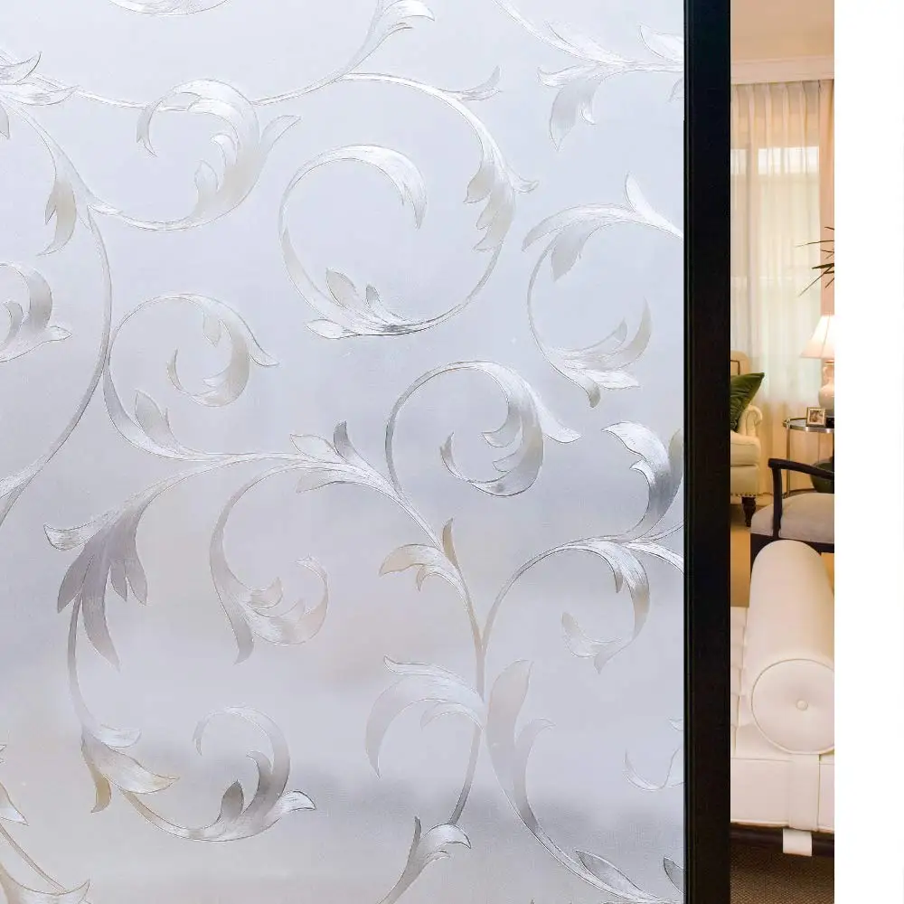 Vine Pattern Glass Sticker Static Cling Reusable Embossing Etched Multi-Size Heat-Control Window Covering17.77''by78.7''