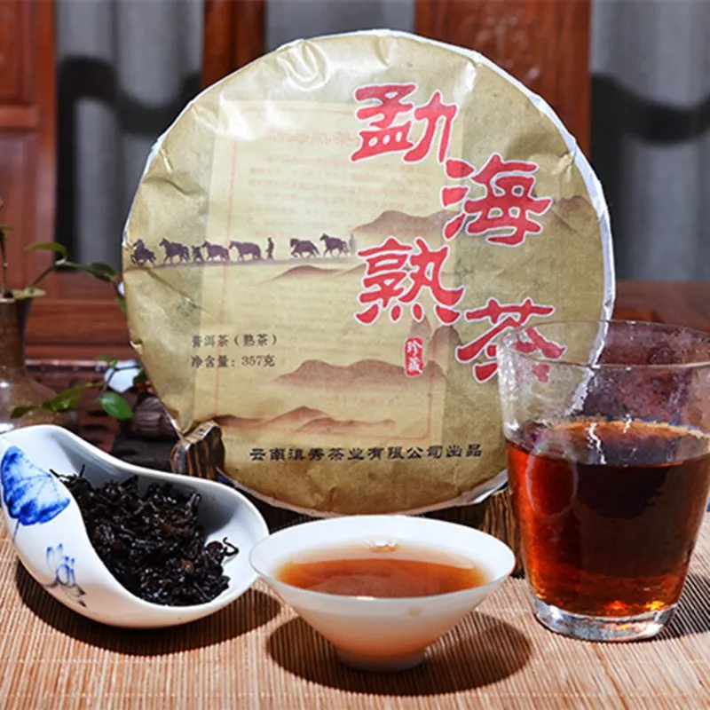 

Made In 2008 Chinese Yunnan Ripe Pu'er 357g Oldest Tea Pu'er Ancestor Antique Honey Sweet Dull-red Pu-erh Ancient Tree Tea