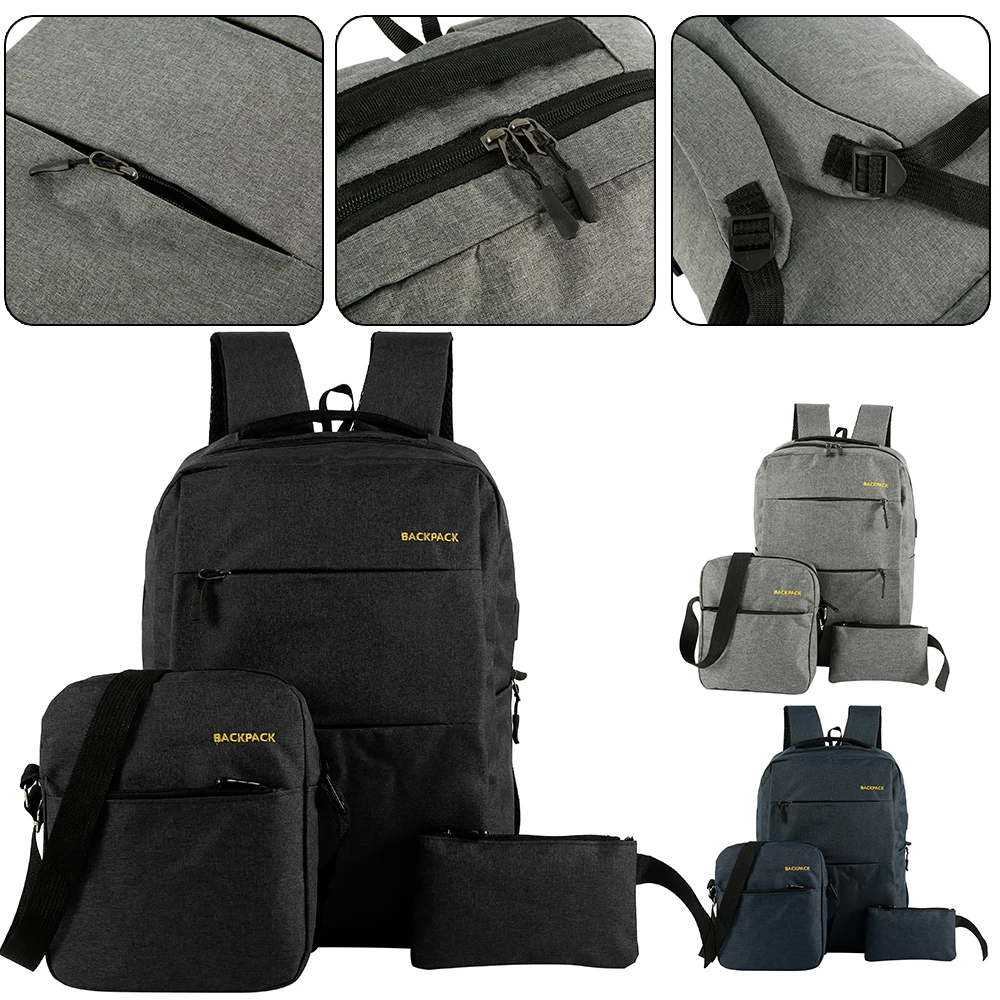 USB Charging Backpack 3pcs/set Men Women Fashion Backpacks for Unisex Travel Bags Casual Nylon Shoulder School Backpacks