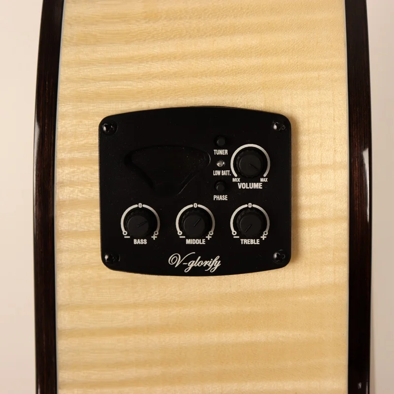 guitar with EQ Натуральный цвет Пламя клен cutway Классическая гитара из твердых сортов древесины, Классическая гитара с радианским углом с эквалайзером - Цвет: guitar with EQ