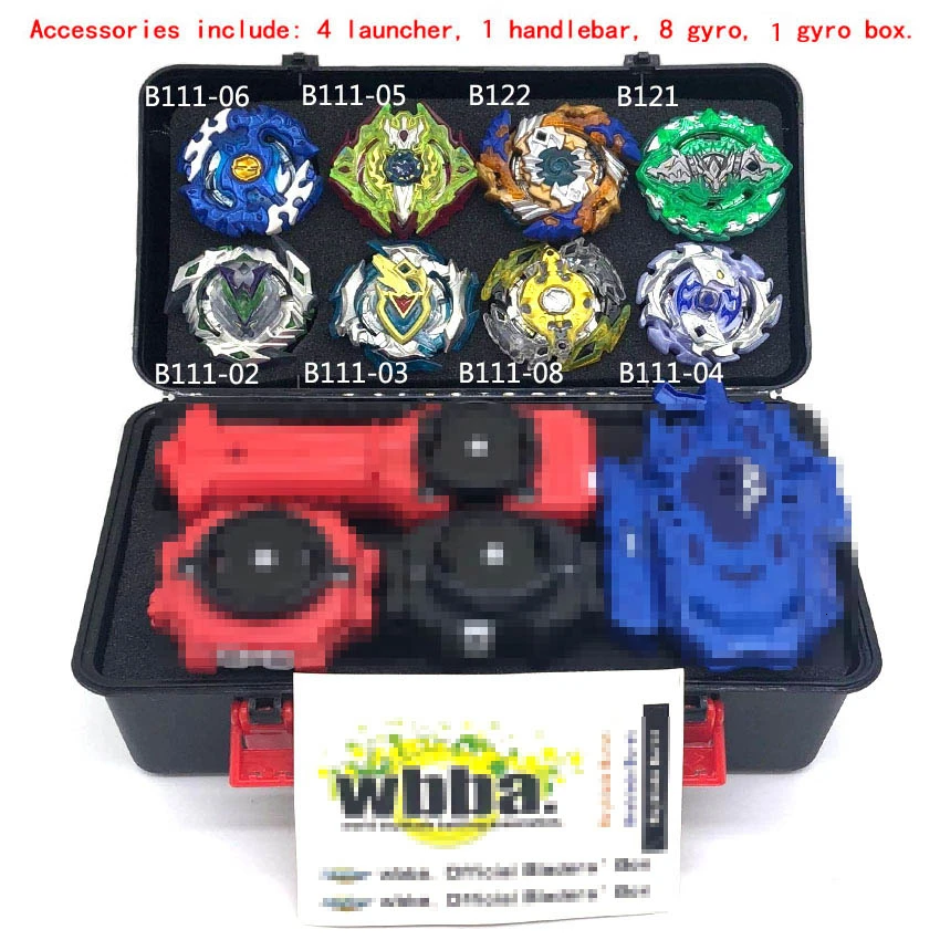 Топ Beyblade Burst Bey Blade игрушка из металла Funsion Bayblade набор коробка для хранения с ручкой пусковая пластиковая коробка игрушки для детей - Цвет: 8pcs Launcher box