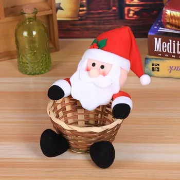 

1pcs Christmas Candy Storage Basket Elk Snowman Santa Claus Storage Basket Merry Christmas Decoration Gift Candy Storage Basket