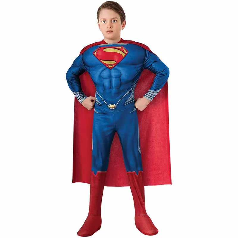 

High Quality Children Superman Cosplay jumpsuit Clothing Cloak Halloween Costume For Kids