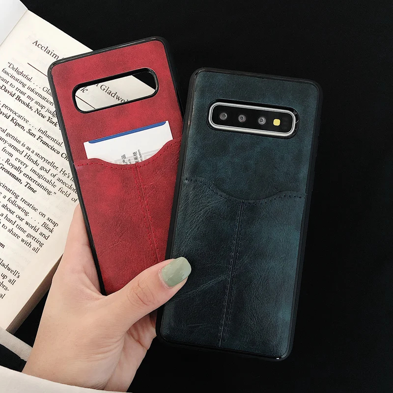 S10 чехол с отделением для карт кожаный Samsung Note 10 9 S8 S9 Plus Кожаные чехлы кошелек
