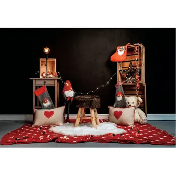 

Christmas Decor Backdrop Blanket Bear Pillow Background Newborns Photography Xmas Family Party Decoration Photo Booth