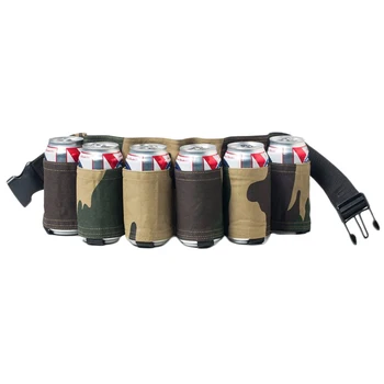 

6 Pack Portable Bottle Waist Beer Belt Bag Wine Bottles Beverage Can Holder,Camouflage