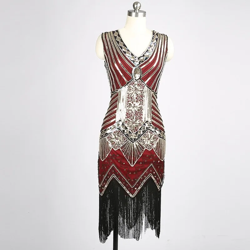 as picture4 Женское платье для вечеринки, Robe Femme 1920s Great Gatsby, платье миди с блестками и бахромой, летнее платье, Ретро стиль, женское вечернее платье - Цвет: as picture4