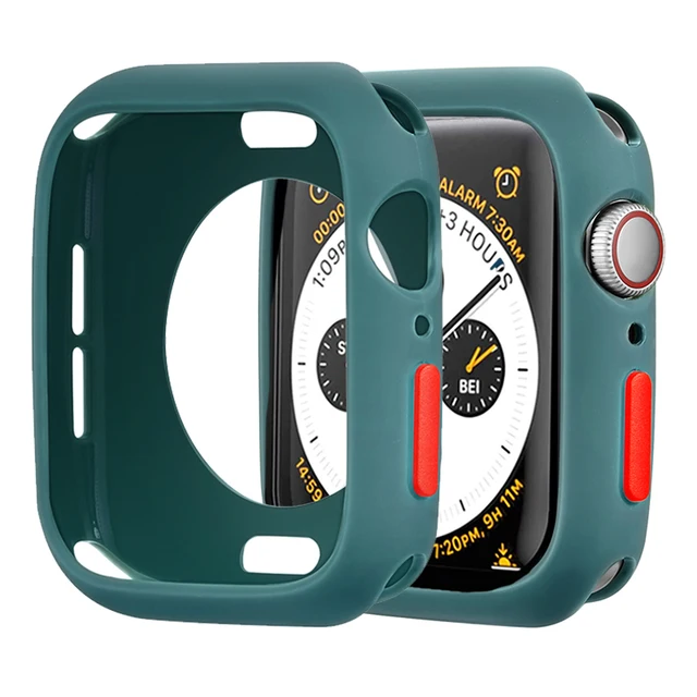 Candy Soft Silicone Case for Apple Watch 6 SE 5 4 3 2 1 42MM 38MM Cover Protection Shell for iWatch 4 5 6 3 2 40MM 44MM  Bumper Official green Red