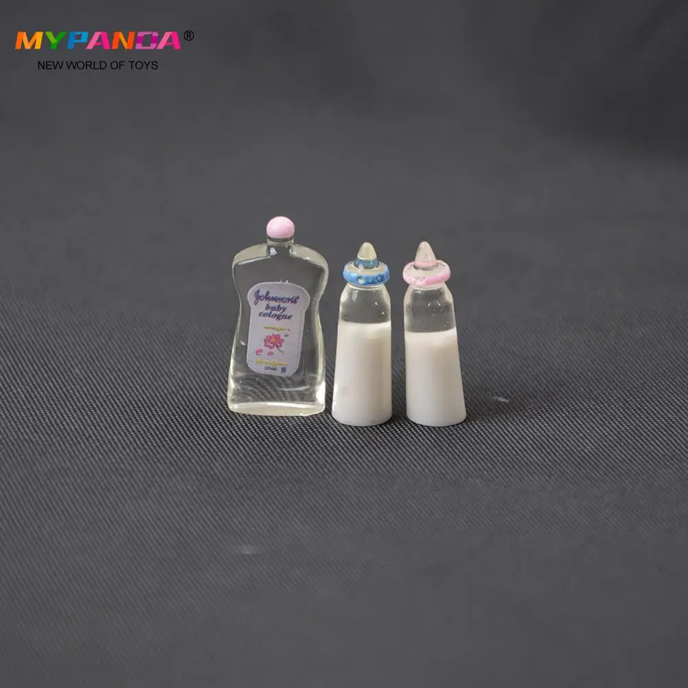 1set 1:12 Dolls House Miniature Baby Bottles Shampoo Bibs Set Nursery Accessory Gift Baby Bottles Set doll accessories plush doll accessories