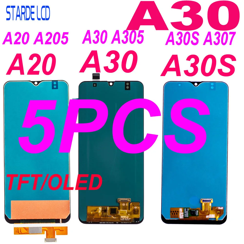 5 шт. ЖК-дисплей для Samsung A20 A205 SM-A205F дисплей A30 A305/DS A305F A305FD A305A A30S A307 A307F сенсорный