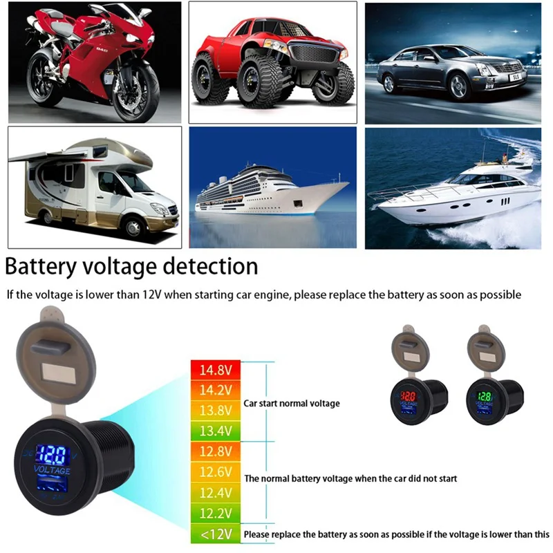 Мотоцикл USB водонепроницаемый DC 12 В двойной зарядное устройство USB адаптер гнездо адаптер 5 в 2.1A 1A для лодки Авто Грузовик Universial