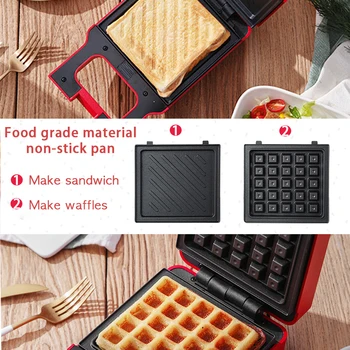 ANIMORE Electric Egg Sandwich Maker Mini Grilling Panini Baking Plates Toaster Multifunction Non-Stick waffle Breakfast Machine 4