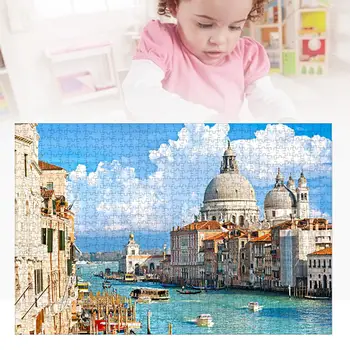 

1000Pcs Adult Kids Jigsaw Puzzles Decompression River Building Game Toy Decor Early Learning toys