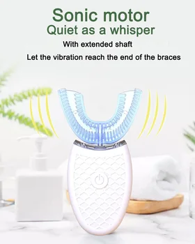 

Sonic Toothbrush Waterproof Electric Toothbrush 360 Toothbrush U Type Tooth Brush USB Charging Tooth Whitening Blue Light A4