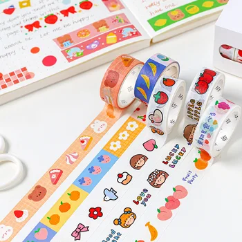 

5 Rolls/pack Cute Animals Flowers Japanese Masking Washi Tapes Set Deco Stickers Kawaii Diy Scrapbooking Label Korean Stationery