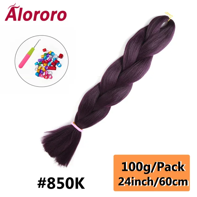 Jumbo Braid Hair Extensions Green Synthetic Braiding Hair 24 Inch Afro Blue Pink Purple Blonde Ombre Hair for Braids Alororo 24inches-850K