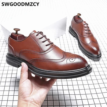 

leather shoes men classic brown dress Coiffeur brand men brogue shoes italian wedding dress 2020 elevator shoes for men ayakkabi