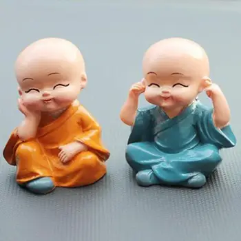 

4Pcs Car Home Room Decoration Cute Cartoon Miniature Monks Micro Landscape