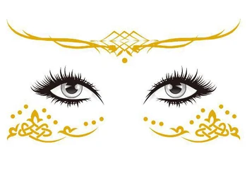 

Gold Face Temporary Tattoo Sticker diamond totem Waterproof Freckles Makeup Eye Decal Body Art for Girl Kid design 19
