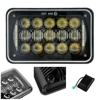 

2020 60w 4x6inch LED Headlights Rectangular DOT Approved Replacement H4651 H4652 H4656 H4666 H6545 with DRL for Peterbil