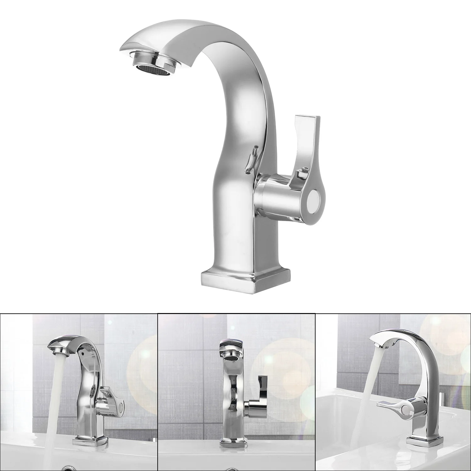 

Chrome Bathroom Water Faucet Basin Copper Tap Single Handle Sink Stylish