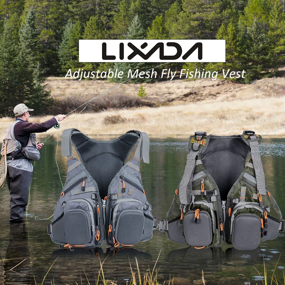 Сетчатый жилет и рюкзак Lixada 3 в 1 для ловли нахлыстом дышащий спасательный рыбалки