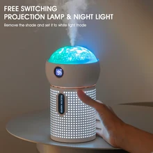 

3 In 1 Mini Electric Air Humidifier w/Projector LED Night Lamp Rechargeable Aroma Essential Oil Diffuser Fogger for Home Car