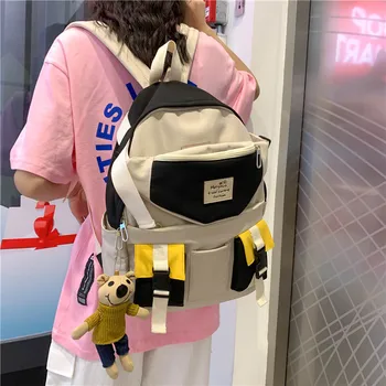 

Large-Capacity Mixed Colors School Bag Female Korean-style Harajuku Ulzzang High School STUDENT'S Backpack College Elegant Style